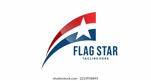 american flag star logo design isolated on white background
