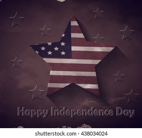 American flag in star shape for independence day old style
