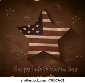 American flag in star shape for independence day old style