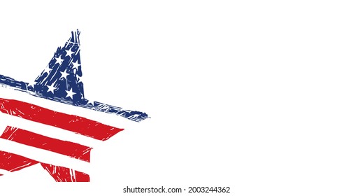 Bandera estadounidense en estrella
 forma ,Símbolos de EE.UU. ,aislados en fondo blanco, plantilla para banner,tarjeta,publicidad ,promociones,anuncios, diseño web, revista, papel de noticias,ilustración vectorial 