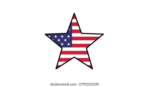 American Flag Star Shape Vector Illustration With White Background
