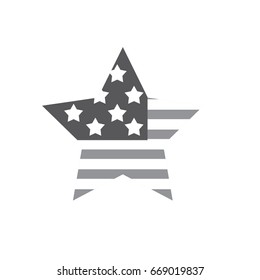 American flag star shaped icon on white background