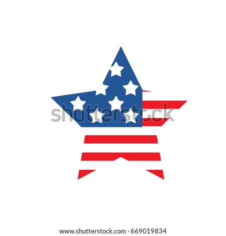 American flag star shaped icon on white background