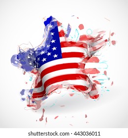 American Flag star shaped for Independence Day USA design 4 july. Vector illustration.