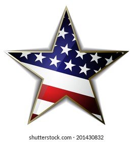 The American flag as star shaped symbol. Vector, EPS10