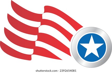 american flag and star shield vector logo