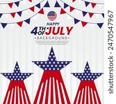 American flag star stripe background. 4th of July celebration concept. USA banner template. Flat style design. Vector illustration.