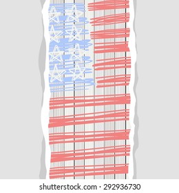 american flag stars stripes and blank vertical torn paper 4th july patriotic background