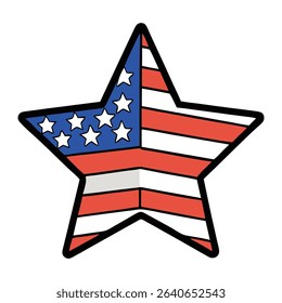 The American flag as a star-shaped symbol represents unity and patriotism, with each point reflecting the values of freedom, strength, and the 50 united states.
