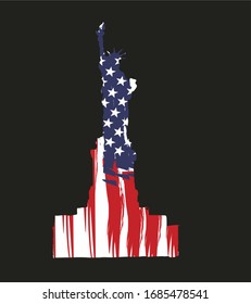 American flag and statue of liberty graphic design vector art
