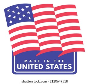 American flag sticker with made in United States badge