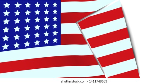 American flag style flowing or fluttering with torn  texture