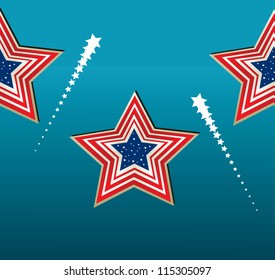 American flag style star as seamless pattern on blue background,vector