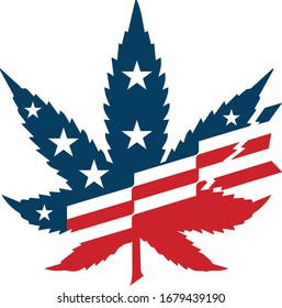 American flag stylized hemp leaf