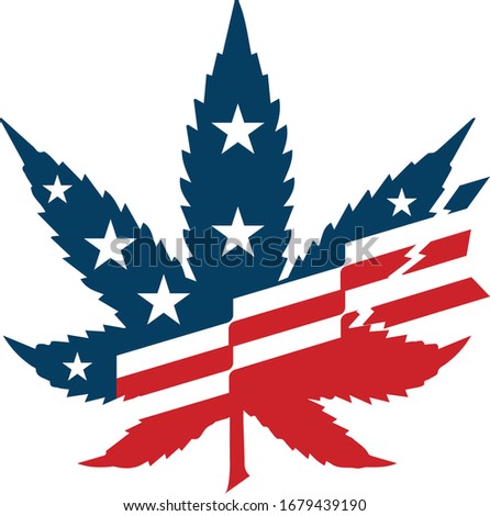 American flag stylized hemp leaf