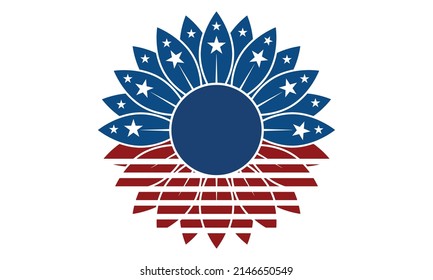 American Flag Sunflower Fourth Of July Flower - 4th Of July Vector And Clip Art