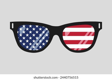 American Flag sunglasses, sunglasses with united states of america flag, America Sunglasses Party, America flag Design Vector Illustration
