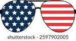 american flag sunglasses vector, patriotic eyewear illustration, usa independence day glasses clipart