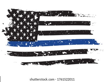 An American flag symbolic of support for law enforcement,grunge usa flag vector.