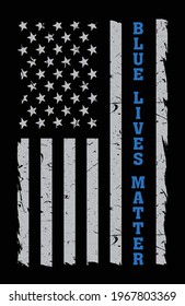 An American flag symbolic of support for law enforcement. Blue lives matter. Vector EPS 10 available.