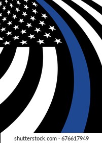 An American flag symbolic of support for law enforcement and police support background illustration. Vector EPS 10 available.