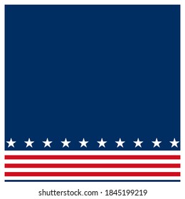American flag symbols border with dark blue empty space for text.