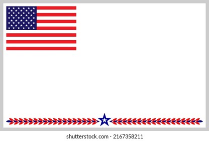 American flag symbols border frame mockup with empty space for text vector design template