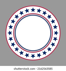 American flag symbols circle frame or sign with empty white space for text.