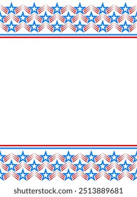 American flag symbols decorative holiday frame with empty space for text vector design template.
