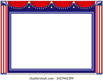 American flag symbols is a festive banner poster frame with copy space for your text.