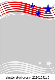 American flag symbols frame border wave pattern with stars and copy space for your text.	
