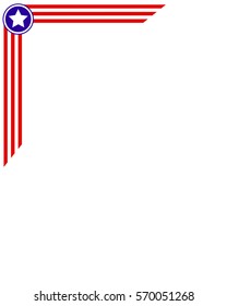 American flag symbols frame corner with empty space for text on white background vector design blank template
