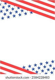 American flag symbols frame with empty space for text design template cover.	
