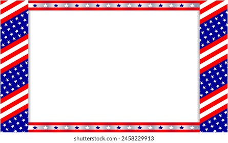 American flag symbols holiday frame with blank space for text.	
