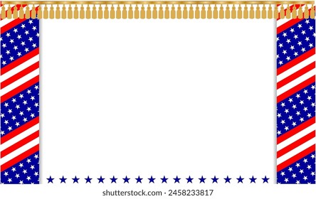 American flag symbols holiday frame with festive ribbon with empty space for text vector design template.