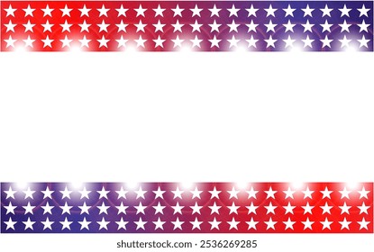 American flag symbols holiday frame border with stars and glowing lights with blank space vector design template.
