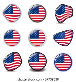 American Flag symbols icons Buttons vector illustration USA