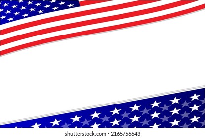 American flag symbols patriotic background frame border corner with empty space for your text.