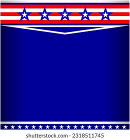 American flag symbols patriotic border frame on a blue background with copy space for your text.	
