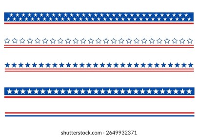 American flag symbols patriotic borders dividers stripes set vector design template.
