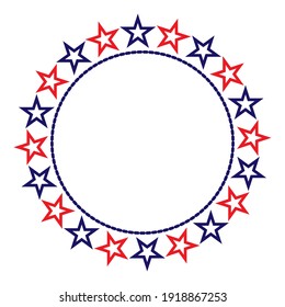 American flag symbols round border frame logo symbol card banner with empty space for text.