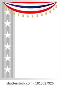 American flag symbols stars holiday background frame with empty space for your text.
