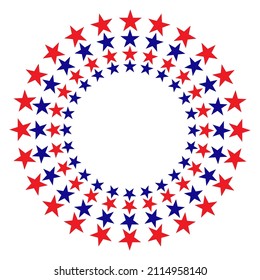 American flag symbols stars round border frame logo symbol card banner with empty space for text.	
