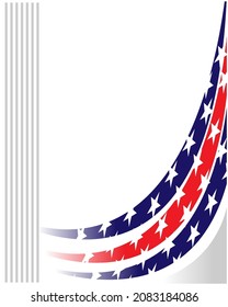 American flag symbols wave pattern patriotic background frame border and empty space for your text.