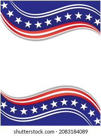 American flag symbols wave pattern patriotic background frame border and empty space for your text.