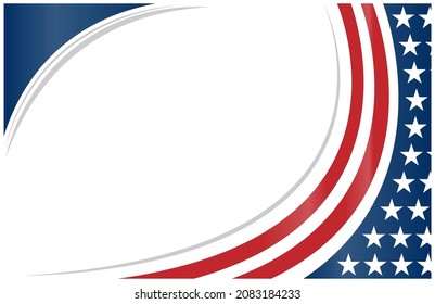 American flag symbols wave pattern patriotic background frame border and empty space for your text.