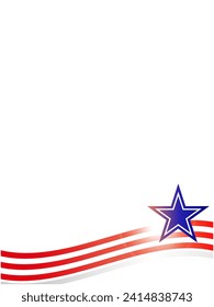 American flag symbols wave ribbon border with blank space