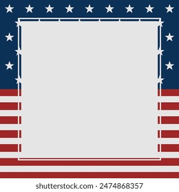 American flag template background with copy space. USA background illustration
