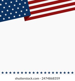 American flag template background with copy space. USA background illustration