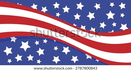 American flag template background. United States flag banner. Red, white and blue color pattern motif